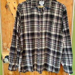 Blue Mountain Men's Black and Gray Plaid Shirt Size L